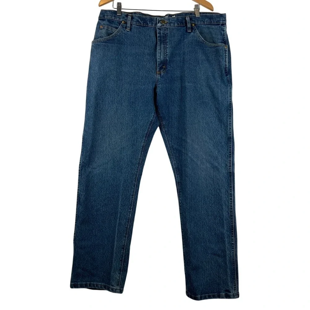 Vintage Wrangler Jeans Mens 42x32 Regular Fit Denim Pants Classic Relaxed Blue